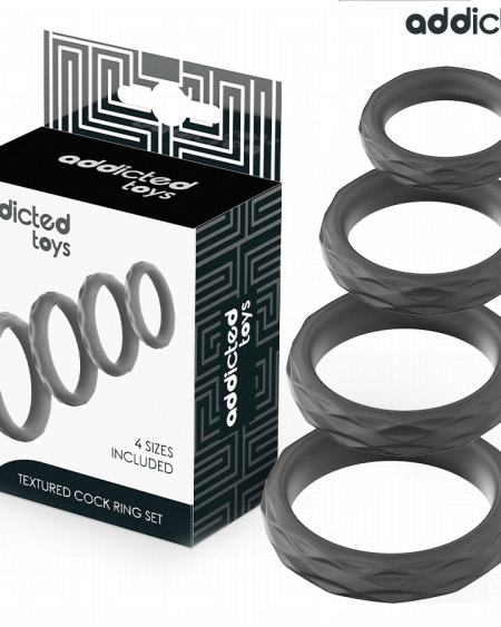 Conjunto ADDICTED TOYS de quatro anéis penianos texturizados