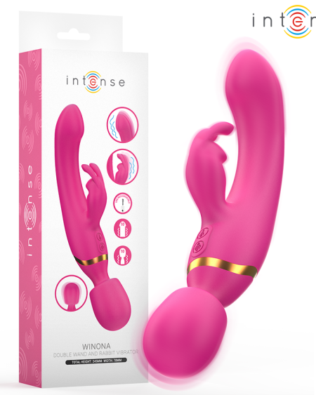 Vibrador coelho e wand Winona da INTENSE, com duas extremidades para estimulação interna e externa