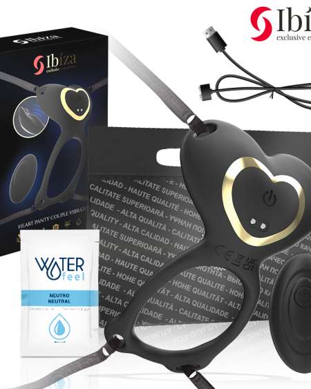 Vibrador para casais IBIZA TECHNOLOGY em forma de cueca com desenho de coração e controlo remoto