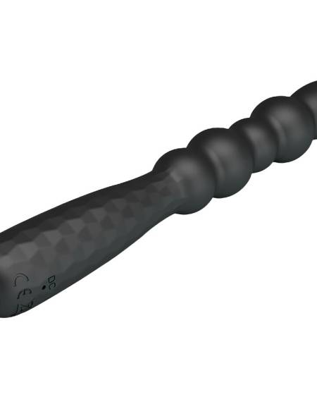 Plug anal preto MR PLAY, flexível, texturizado e com cabo de pega em forma de diamante