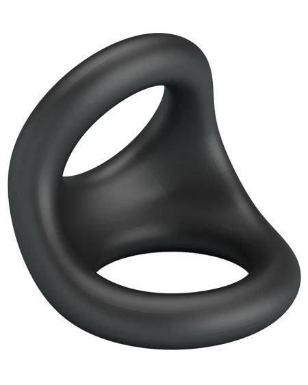 Anel peniano duplo ergonómico CRAZY BULL Nestor, em silicone preto