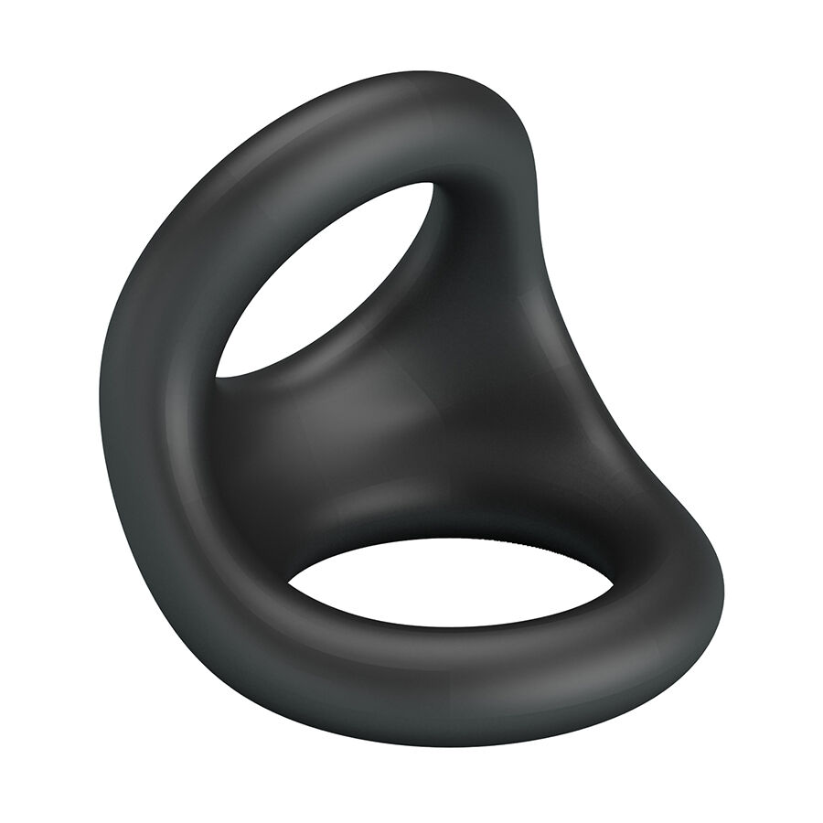 Anel peniano duplo ergonómico CRAZY BULL Nestor, em silicone preto