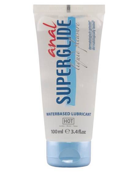 Lubrificante anal HOT Superglide Liquid Pleasure à base de água, 100 ml