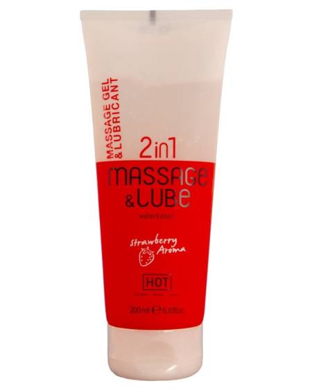 Gel de massagem e lubrificante HOT com aroma a morango, 200 ml