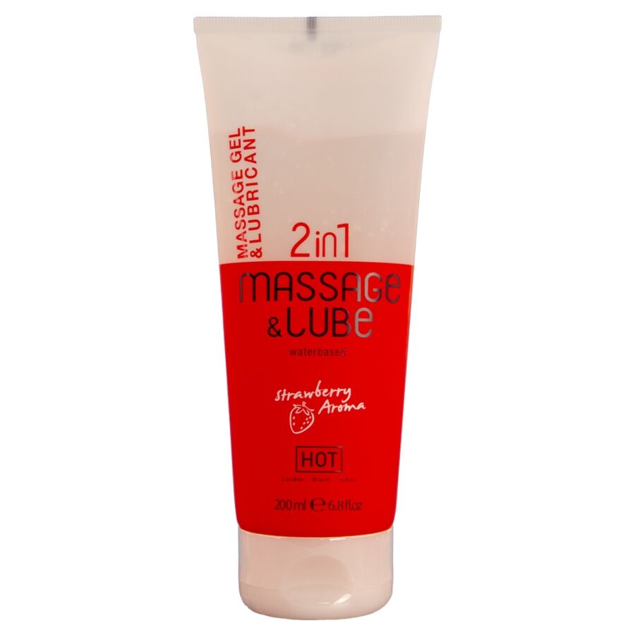 Gel de massagem e lubrificante HOT com aroma a morango, 200 ml