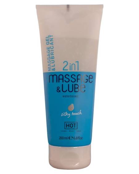 Gel de massagem e lubrificante íntimo HOT 2 em 1, toque sedoso, 200 ml