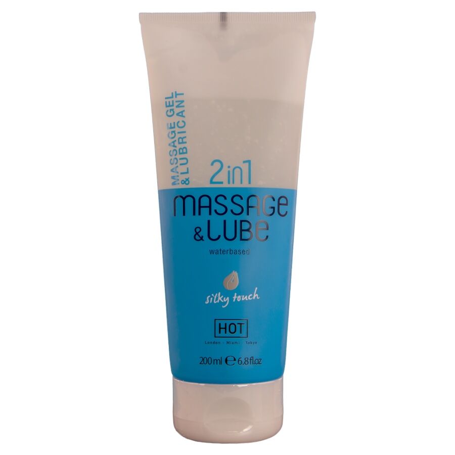 Gel de massagem e lubrificante íntimo HOT 2 em 1, toque sedoso, 200 ml