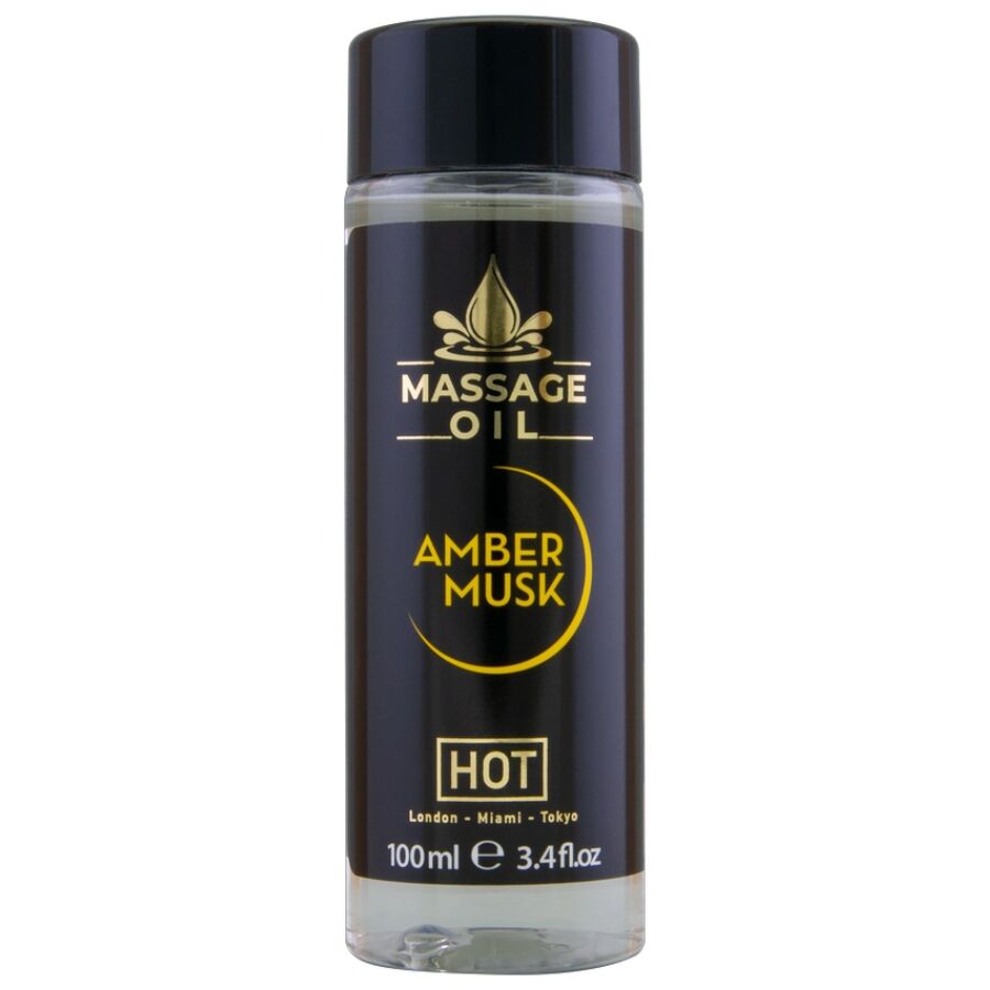 Frasco de óleo de massagem HOT Amber & Musk, 100 ml