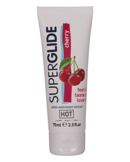 HOT - SUPERGLIDE LUBRICANTE COMESTIBLE BASE AGUA CEREZA 75 ML