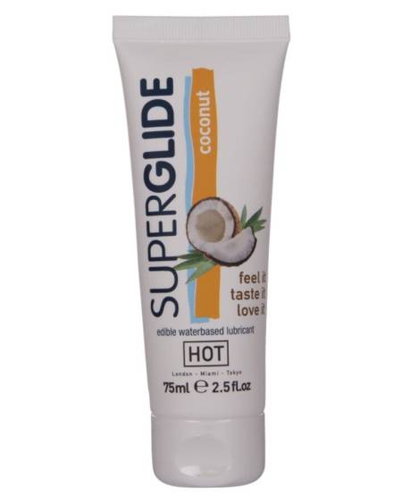 HOT - SUPERGLIDE LUBRICANTE COMESTIBLE BASE AGUA COCO 75 ML