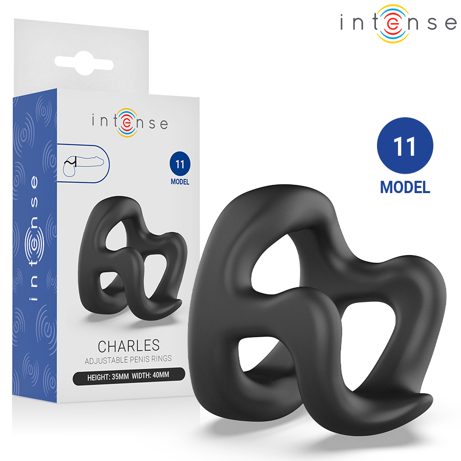 Anel peniano ajustável INTENSE Charles Modelo 11, com design em H