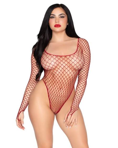 Body de rede industrial LEG AVENUE 89377 de corte alto tipo tanga