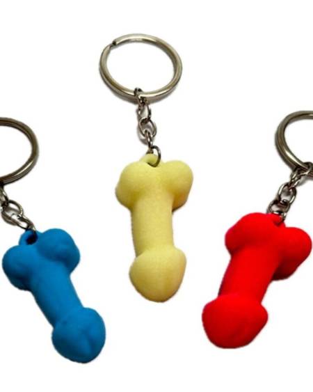 Porta-chaves de silicone em forma de pénis, com efeito fosforescente e cor sortida