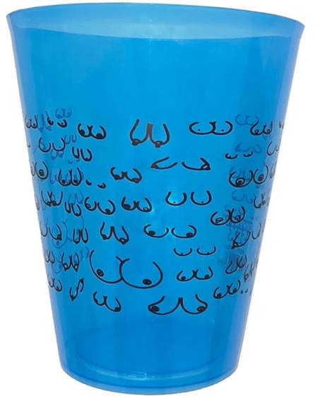 Copo azul DIABLO PICANTE reutilizável de 500 ml com ilustrações de seios