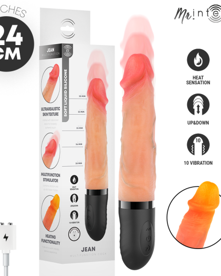 MR INTENSE - JEAN VIBRADOR UP&DOWN SILICONA CON EFECTO CALOR 24 CM -Ø- 3.8 CM