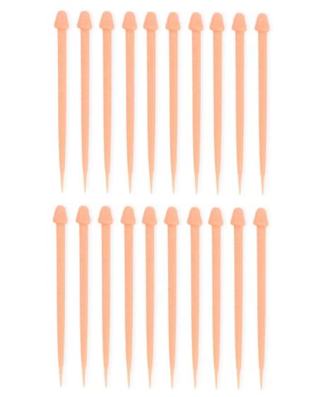 Conjunto de 20 palitos em forma de pénis, na cor de pele