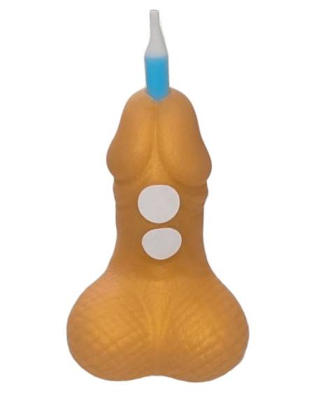 Vela decorativa dourada em forma de pénis com números autocolantes para personalizar a idade