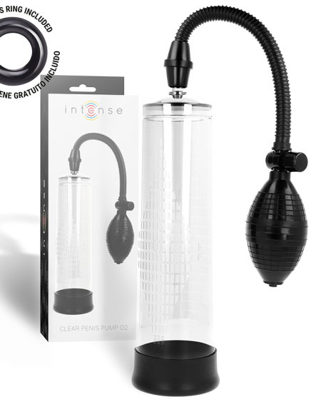 Bomba peniana INTENSE FOR HIM 02 com cilindro transparente e calibrador integrado