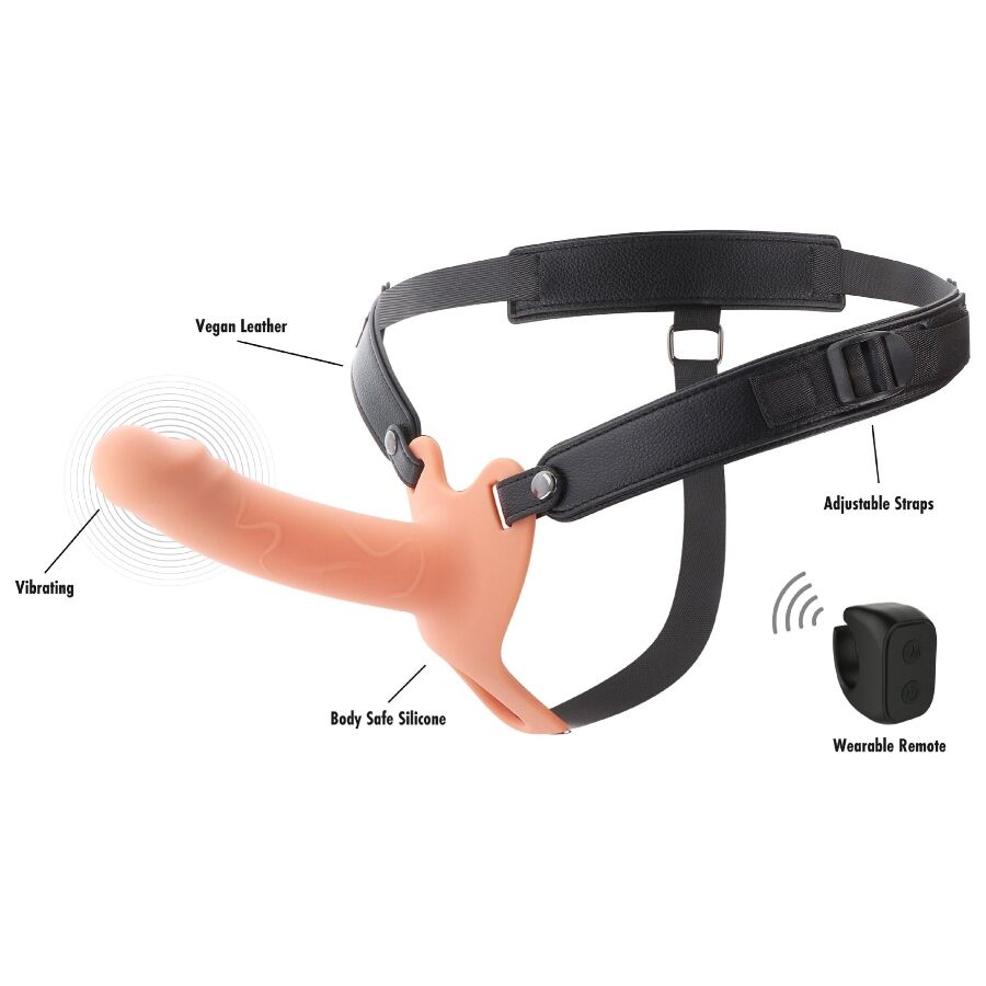 HIDDEN DESIRE - INFERNO STRAP-ON FUNDA PARA PENE CON VIBRACIÓN 16 CM