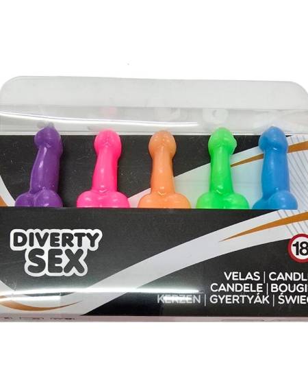 Caixa DIABLO PICANTE com 5 velas coloridas em forma de pénis