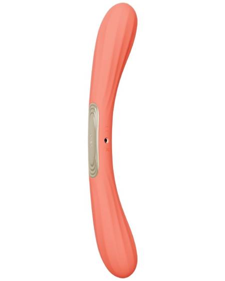 Vibrador duplo LELO Boomerang em vermelho coral, com duas extremidades vibratórias