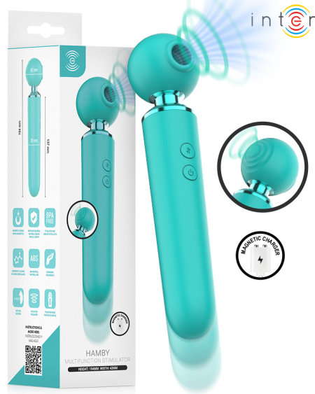 Estimulador INTENSE Hamby turquesa, com cabeça de sucção e pega ergonómica