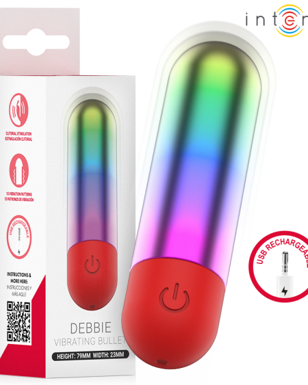 Bala vibradora clitoriana Debbie da INTENSE, com design arco-íris