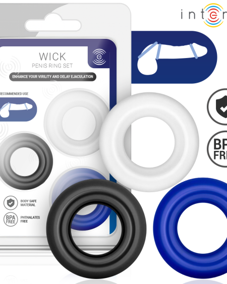 Conjunto INTENSE FOR HIM Wick com três anéis penianos em várias cores