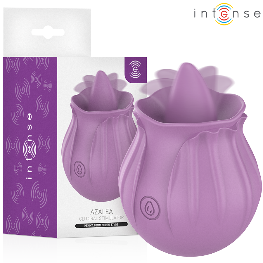 Estimulador clitoriano Azalea da INTENSE, em forma de rosa e com ponta arredondada