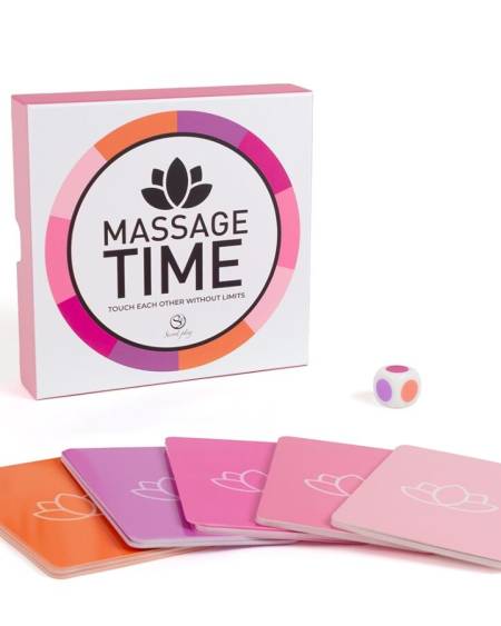 Jogo de massagem Massage Time da SECRET PLAY com cartas e dado colorido