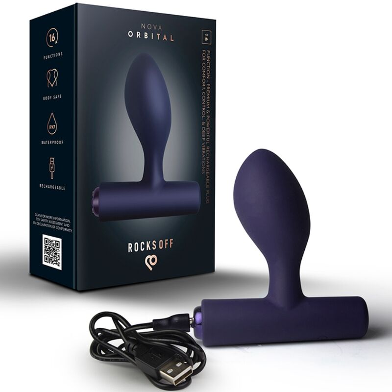 Plug anal vibratório ROCKS-OFF Nova Orbital azul