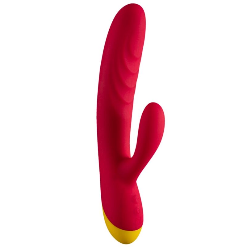 Vibrador coelho ROMP Jazz vermelho, com estimulador do clitóris e eixo curvo