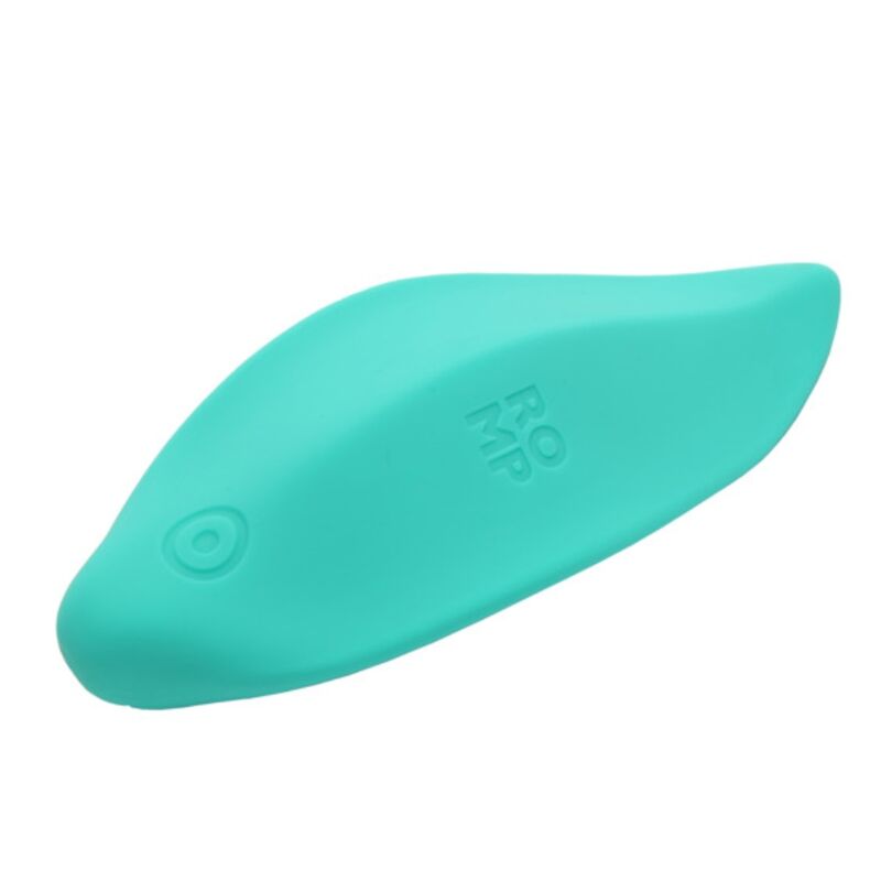 Vibrador clitoriano ROMP Wave verde-água, com formato ergonómico