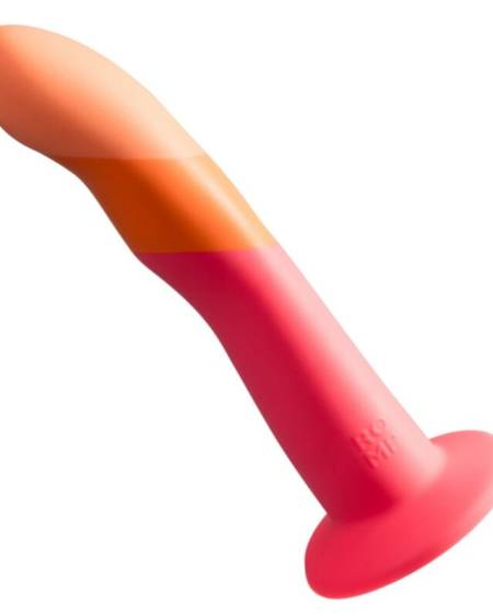 Dildo ROMP Dizi tricolor de silicone com ventosa, 18 cm