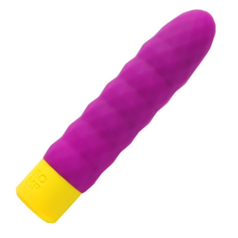 Vibrador bala ROMP Beat Mini roxo, com superfície canelada