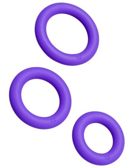 Conjunto ROMP Remix Trio Set com três anéis penianos de silicone roxo