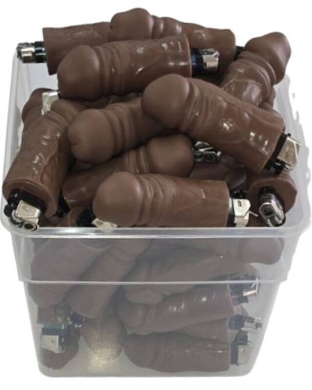 Conjunto DIABLO PICANTE com 30 isqueiros castanhos em forma de pénis