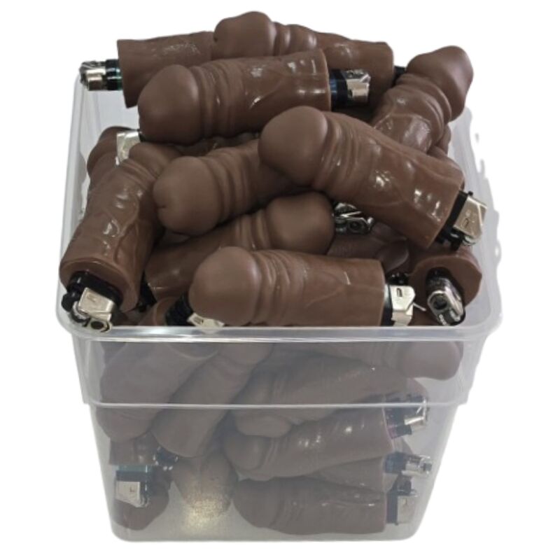 Conjunto DIABLO PICANTE com 30 isqueiros castanhos em forma de pénis
