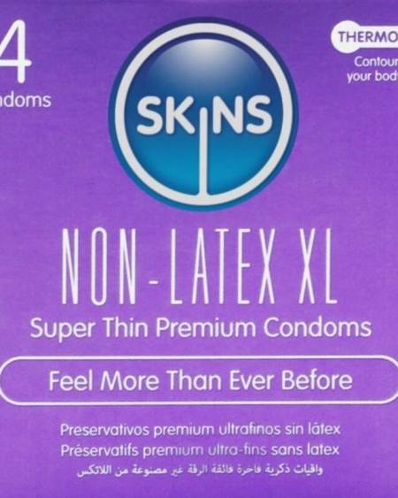Pack de preservativos sem látex SKINS XL, ultrafinos e transparentes