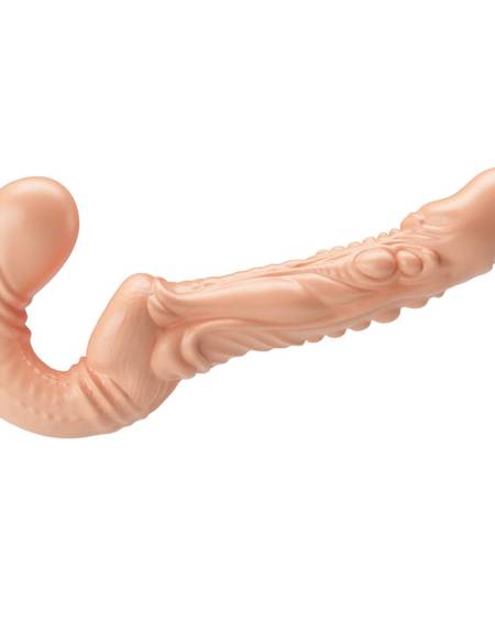 Dildo BAILE DILDOS Emma texturizado de dupla penetração, em tom de pele