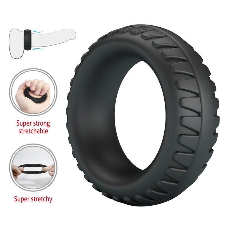 CRAZY BULL - MERRITT ANILLO PARA PENE TEXTURIZADO SILICONA NEGRO