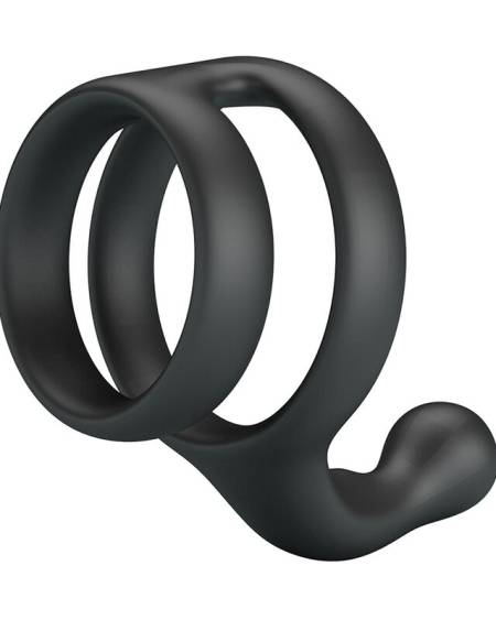 Anel duplo Yancy da CRAZY BULL em silicone preto para pénis e testículos