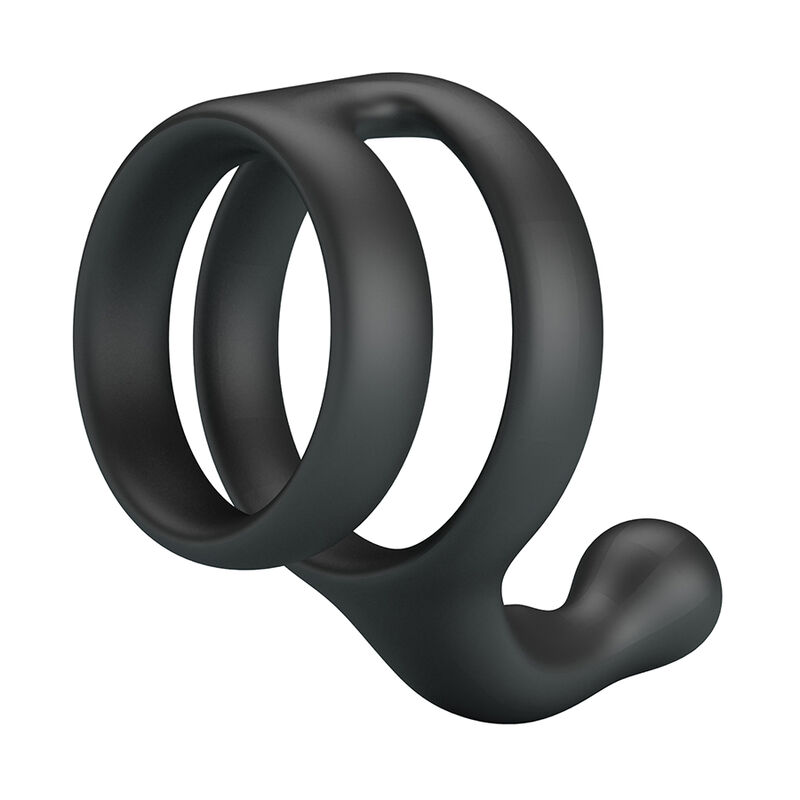 Anel duplo Yancy da CRAZY BULL em silicone preto para pénis e testículos