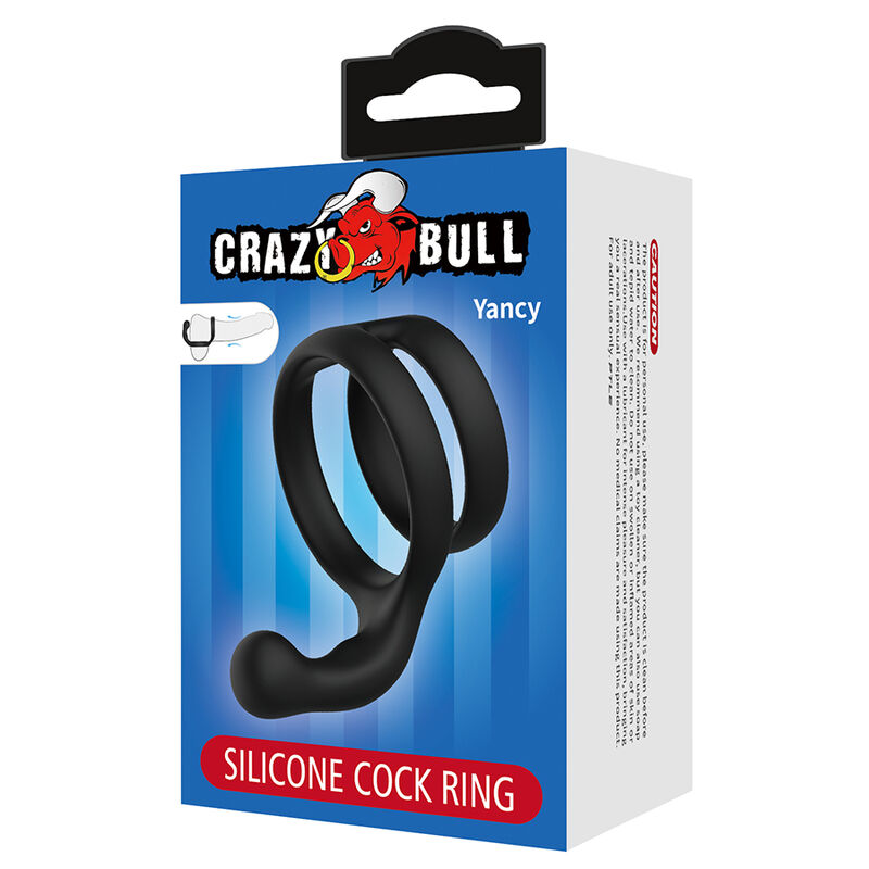 CRAZY BULL - YANCY ANILLO DOBLE PARA PENE Y TESTÍCULOS SILICONA NEGRO