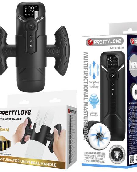 Masturbador automático PRETTY LOVE Aetola preto, com ecrã LED e suporte destacável