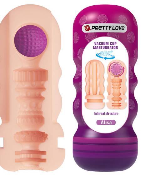 Masturbador masculino Pretty Love Alisa com ventosa e interior texturizado, em tons roxo e cor de pele