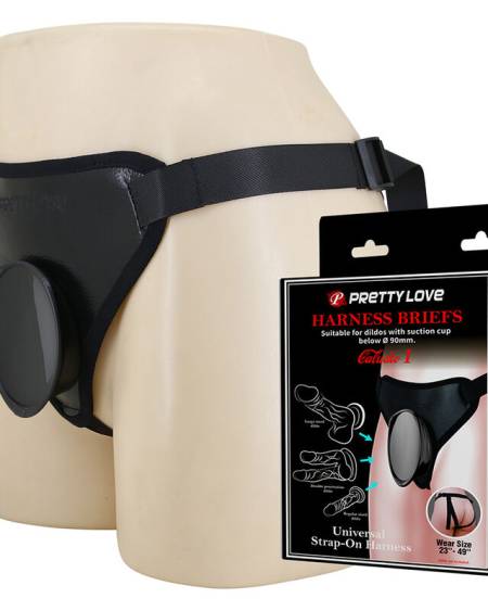 Arnês strap-on universal preto PRETTY LOVE com correias ajustáveis e anel