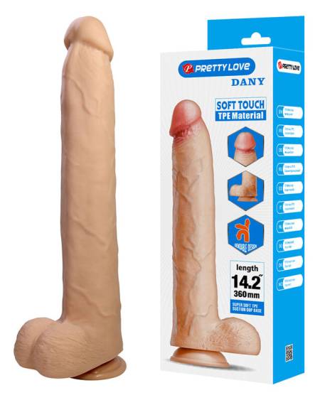 Dildo realista Pretty Love Dany flexível com ventosa, em tom de pele