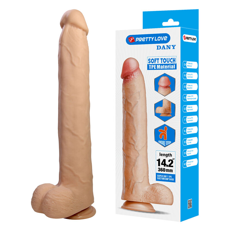 Dildo realista Pretty Love Dany flexível com ventosa, em tom de pele