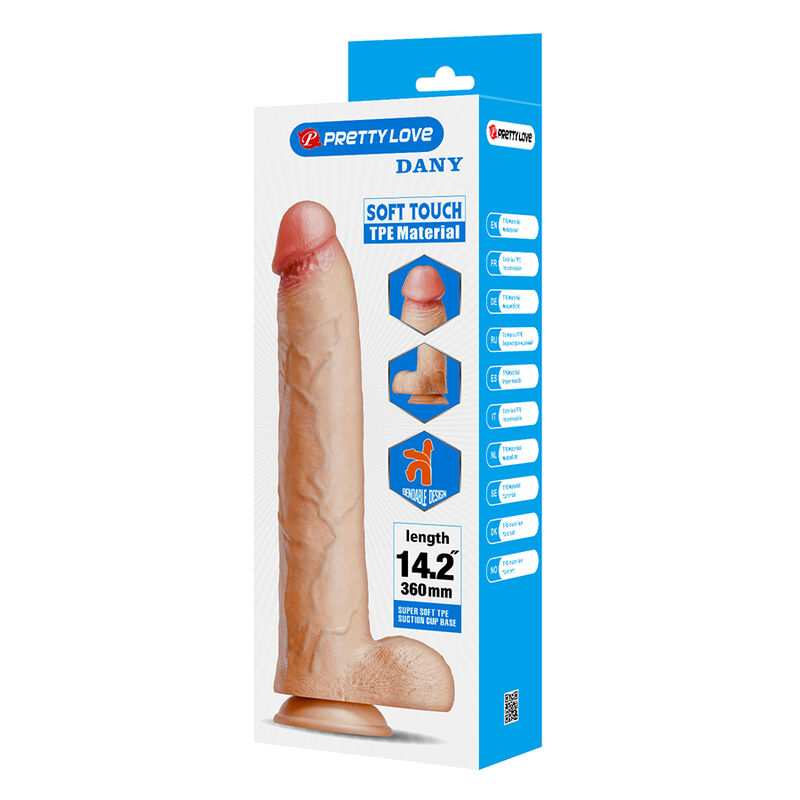 PRETTY LOVE - DANY DILDO REALÍSTICO FLEXIBLE CON VENTOSA 36 CM -Ø- 5,6 CM